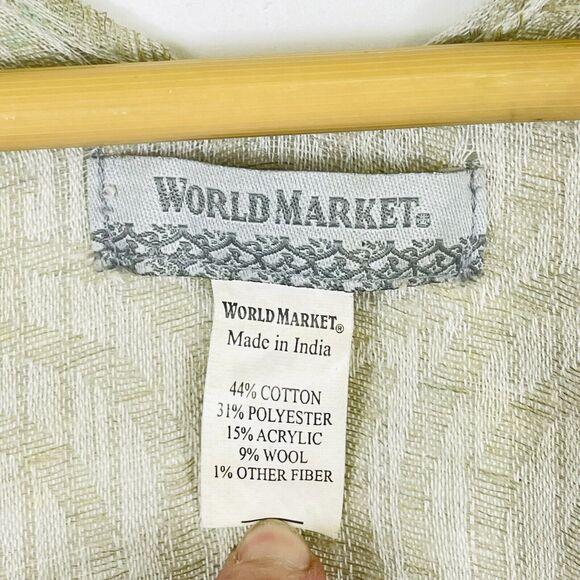 World Market Natural Tan Loose Weave Shawl Top Light Sweater Womens One Size - Picture 7 of 7